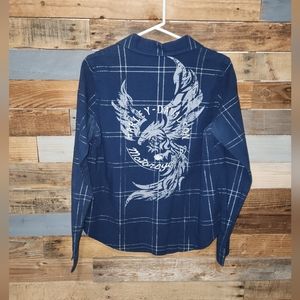 Ladies SZ L Harley Davidson Plaid Shirt